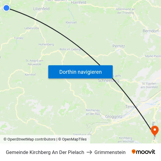 Gemeinde Kirchberg An Der Pielach to Grimmenstein map