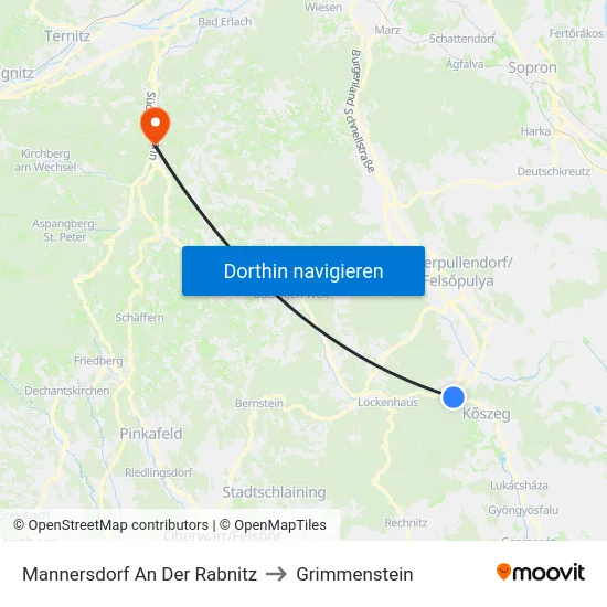 Mannersdorf An Der Rabnitz to Grimmenstein map