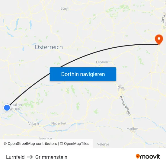 Lurnfeld to Grimmenstein map