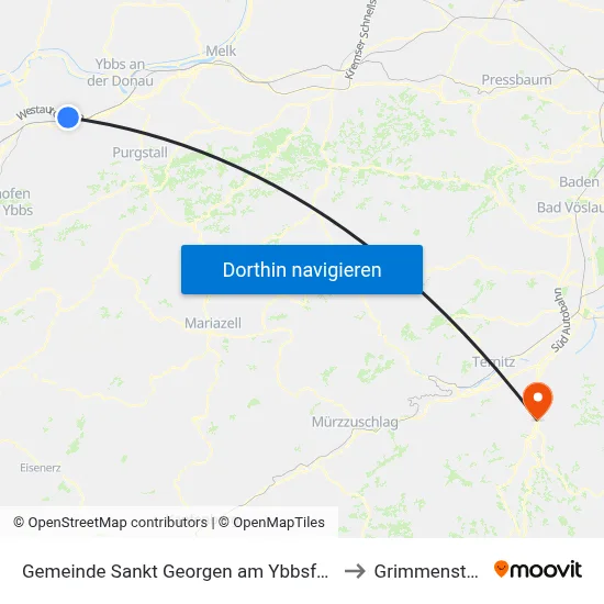 Gemeinde Sankt Georgen am Ybbsfelde to Grimmenstein map