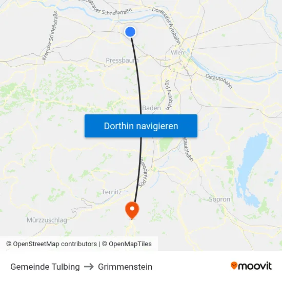 Gemeinde Tulbing to Grimmenstein map
