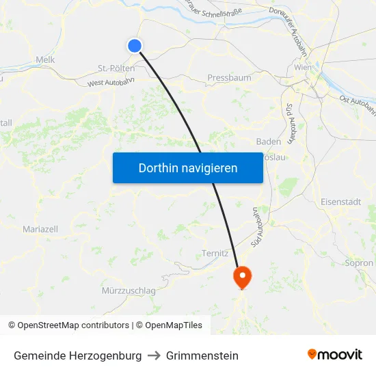 Gemeinde Herzogenburg to Grimmenstein map