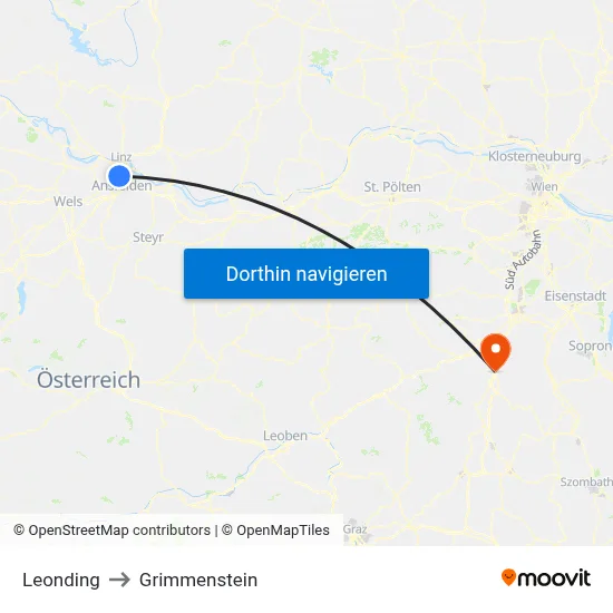 Leonding to Grimmenstein map