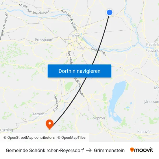Gemeinde Schönkirchen-Reyersdorf to Grimmenstein map