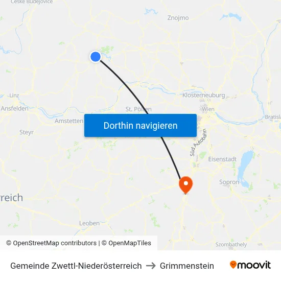 Gemeinde Zwettl-Niederösterreich to Grimmenstein map