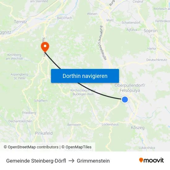 Gemeinde Steinberg-Dörfl to Grimmenstein map