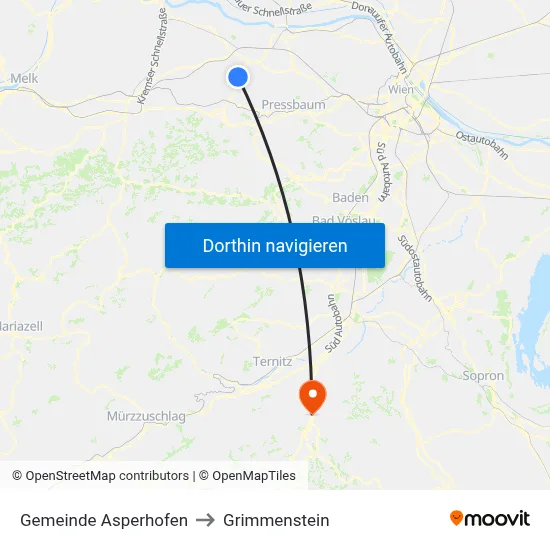 Gemeinde Asperhofen to Grimmenstein map