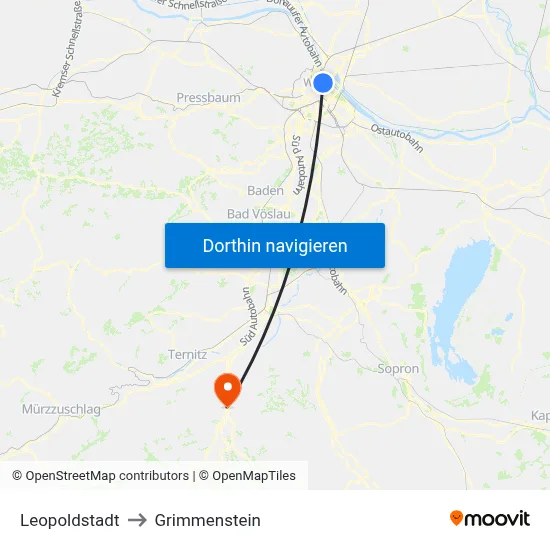 Leopoldstadt to Grimmenstein map