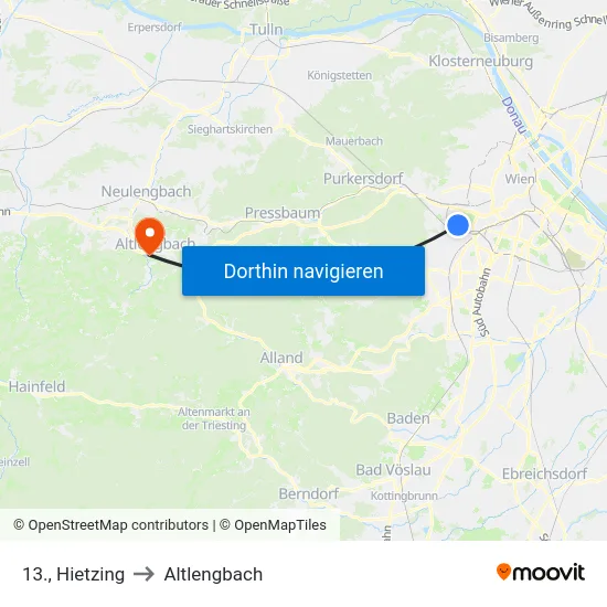13., Hietzing to Altlengbach map