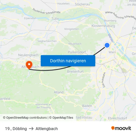 19., Döbling to Altlengbach map