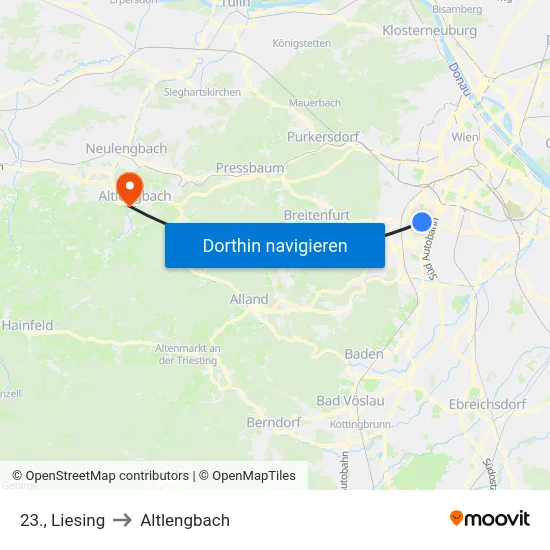 23., Liesing to Altlengbach map
