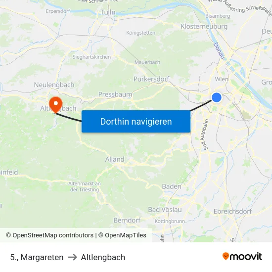 5., Margareten to Altlengbach map