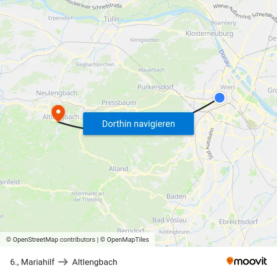 6., Mariahilf to Altlengbach map