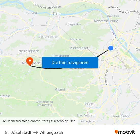 8., Josefstadt to Altlengbach map