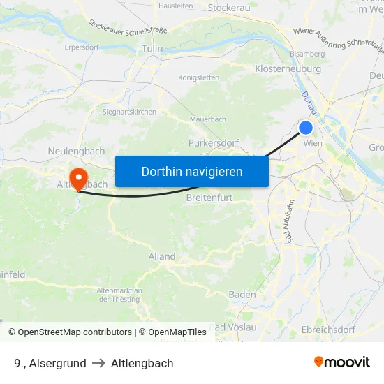 9., Alsergrund to Altlengbach map