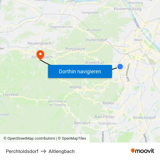 Perchtoldsdorf to Altlengbach map