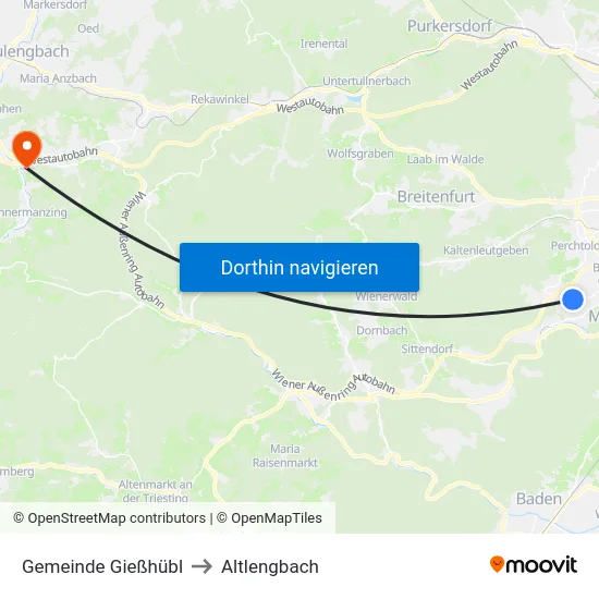 Gemeinde Gießhübl to Altlengbach map