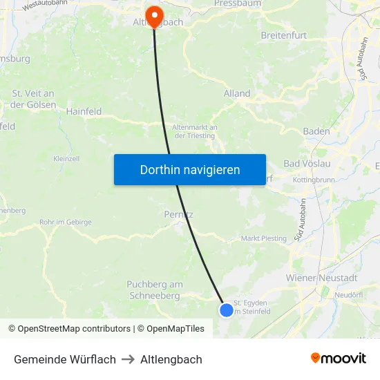 Gemeinde Würflach to Altlengbach map