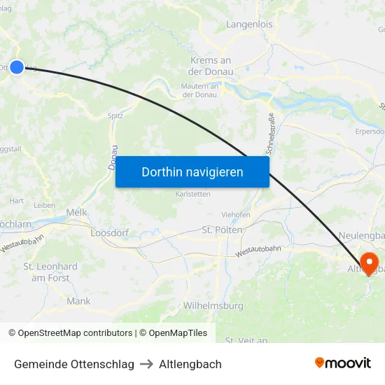 Gemeinde Ottenschlag to Altlengbach map
