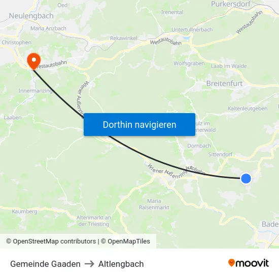 Gemeinde Gaaden to Altlengbach map