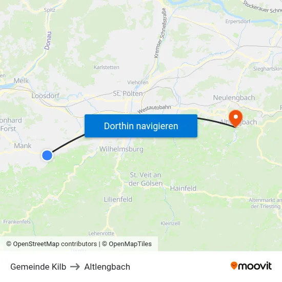 Gemeinde Kilb to Altlengbach map