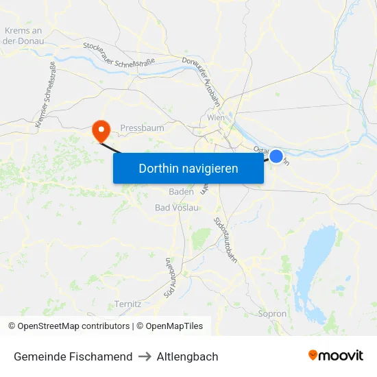 Gemeinde Fischamend to Altlengbach map