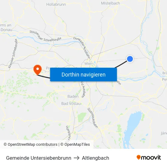 Gemeinde Untersiebenbrunn to Altlengbach map