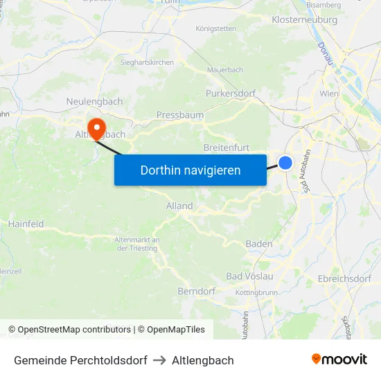 Gemeinde Perchtoldsdorf to Altlengbach map
