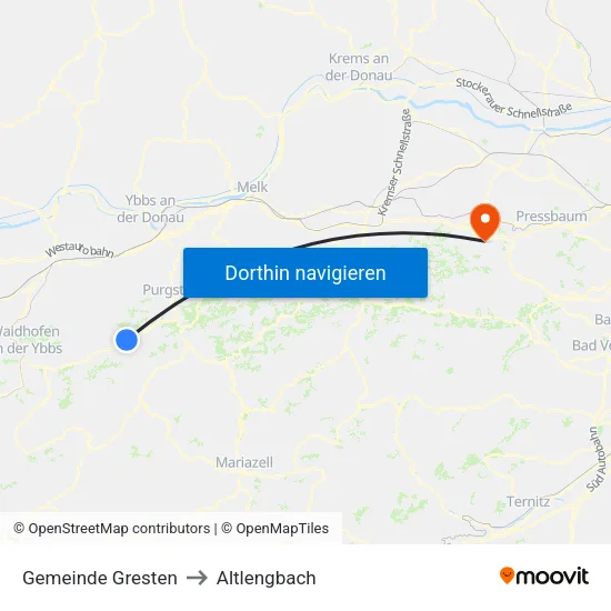 Gemeinde Gresten to Altlengbach map