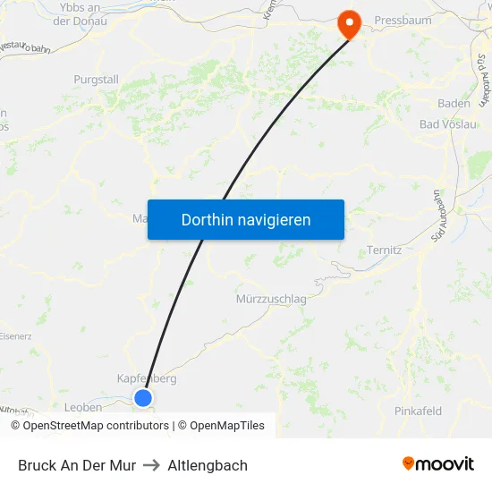 Bruck An Der Mur to Altlengbach map