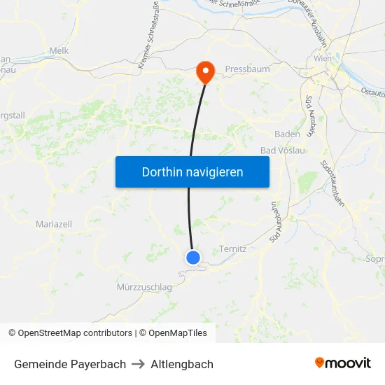 Gemeinde Payerbach to Altlengbach map