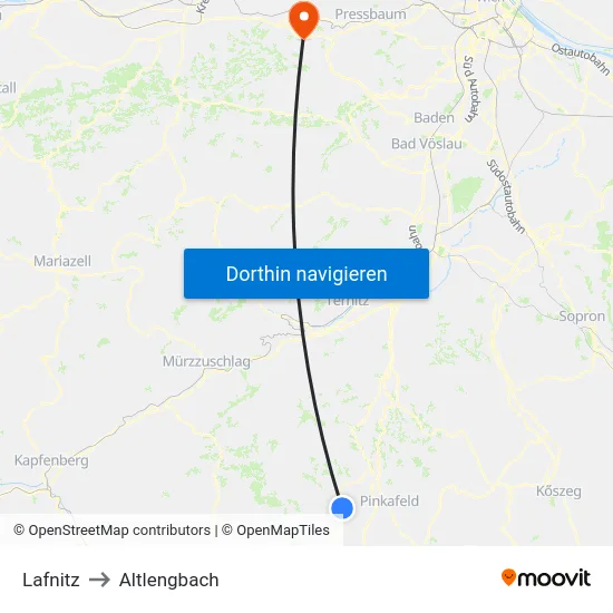 Lafnitz to Altlengbach map