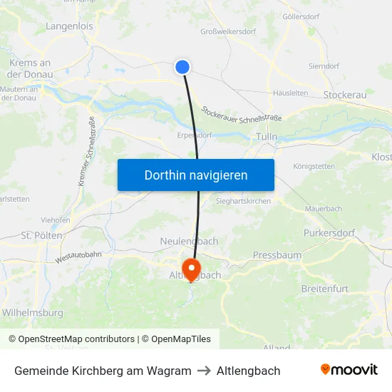 Gemeinde Kirchberg am Wagram to Altlengbach map
