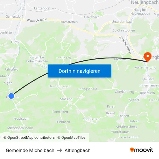 Gemeinde Michelbach to Altlengbach map