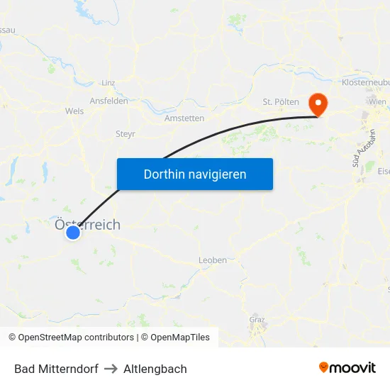 Bad Mitterndorf to Altlengbach map