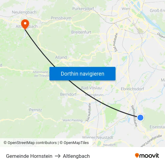 Gemeinde Hornstein to Altlengbach map