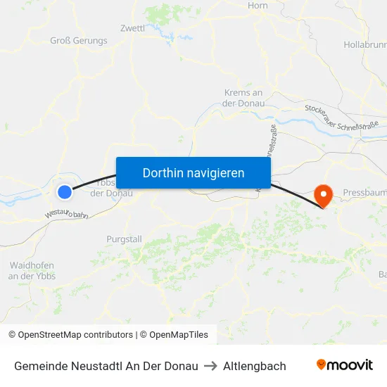 Gemeinde Neustadtl An Der Donau to Altlengbach map