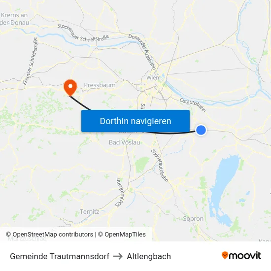 Gemeinde Trautmannsdorf to Altlengbach map