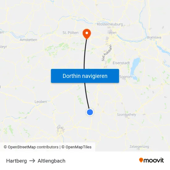 Hartberg to Altlengbach map