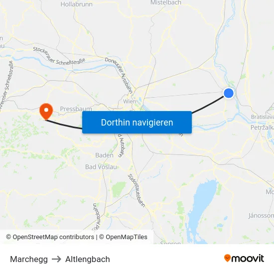 Marchegg to Altlengbach map