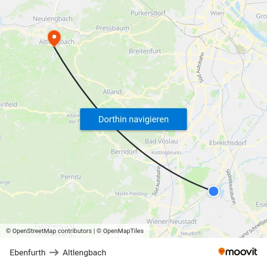 Ebenfurth to Altlengbach map