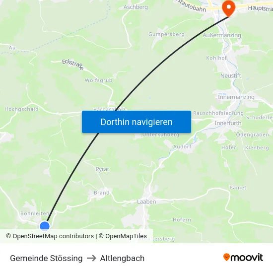 Gemeinde Stössing to Altlengbach map