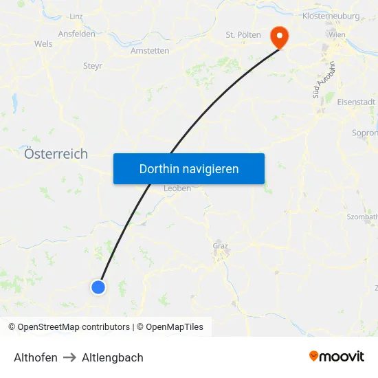 Althofen to Altlengbach map
