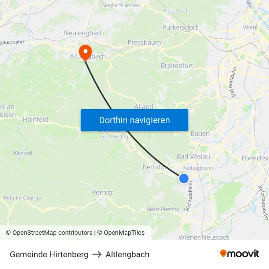 Gemeinde Hirtenberg to Altlengbach map