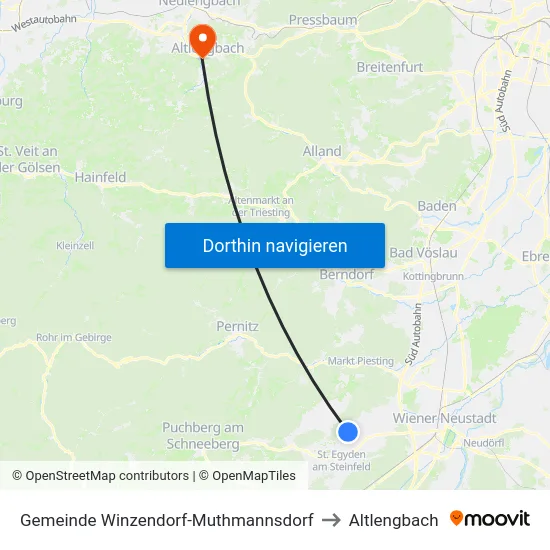 Gemeinde Winzendorf-Muthmannsdorf to Altlengbach map