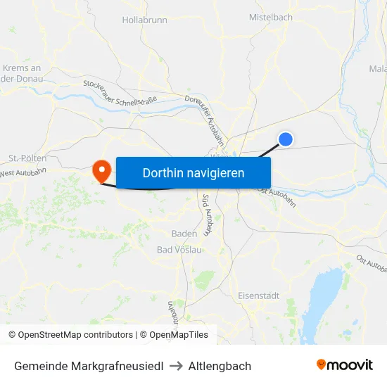 Gemeinde Markgrafneusiedl to Altlengbach map