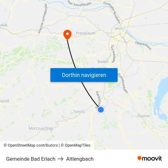 Gemeinde Bad Erlach to Altlengbach map