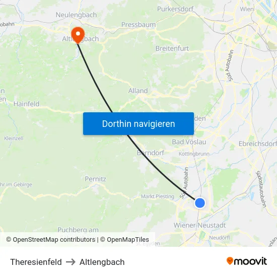 Theresienfeld to Altlengbach map