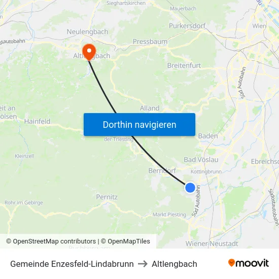 Gemeinde Enzesfeld-Lindabrunn to Altlengbach map