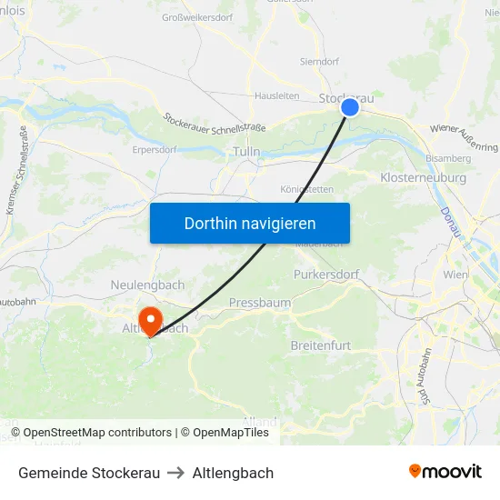 Gemeinde Stockerau to Altlengbach map
